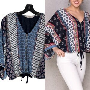 BERSHKA ZIP UP BOHO JACKET